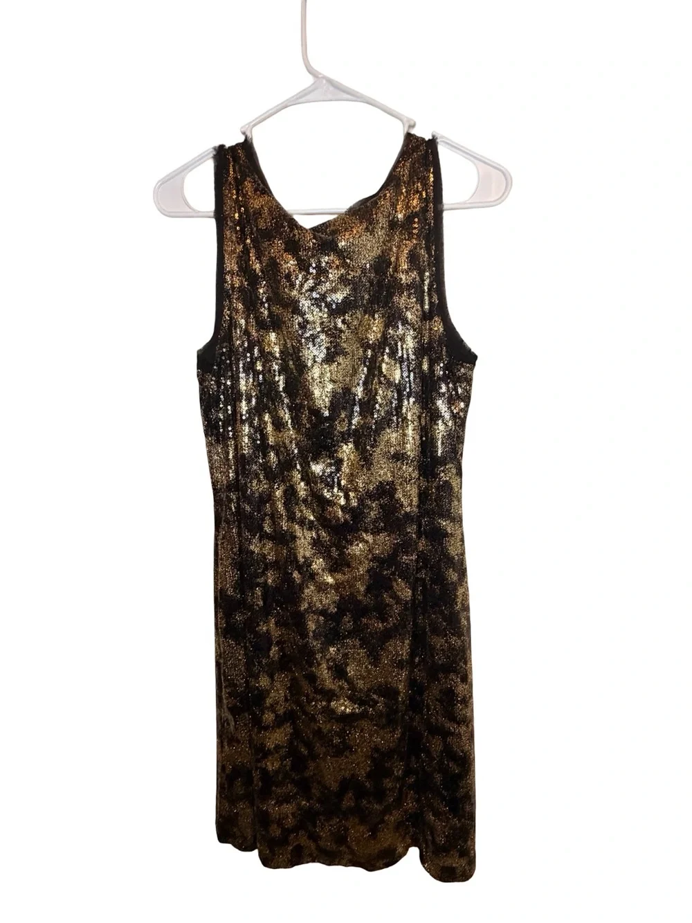 MICHAEL Michael Kors Gold Foil Animal Print Sleeveless Cocktail Shift Dress L - Picture 4 of 6